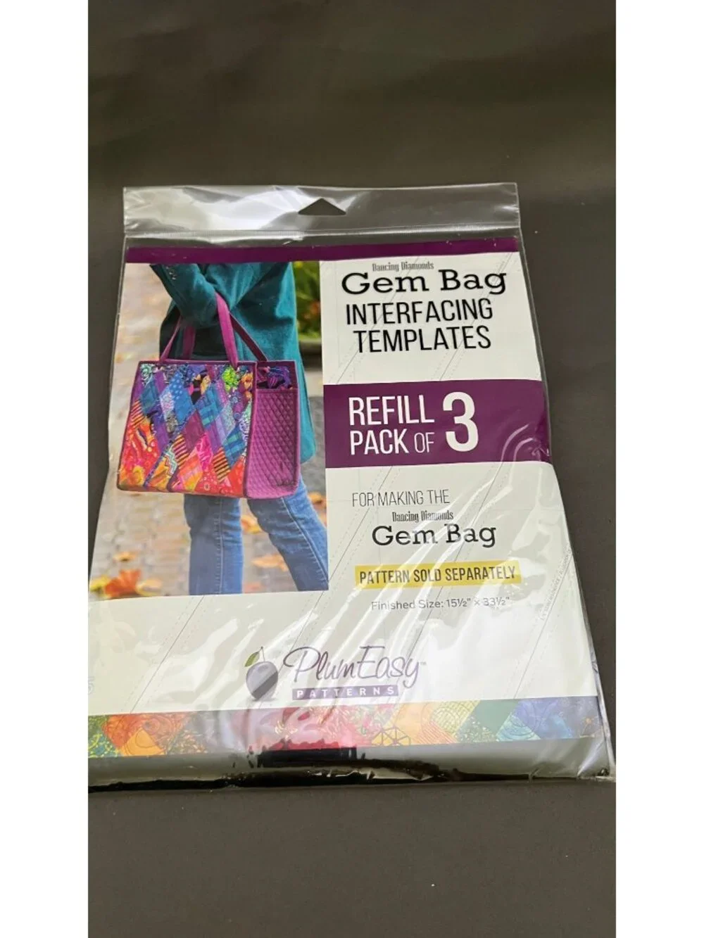 Dancing Diamonds Gem Bag Interfacing Templates 3-Pack PlumEasy